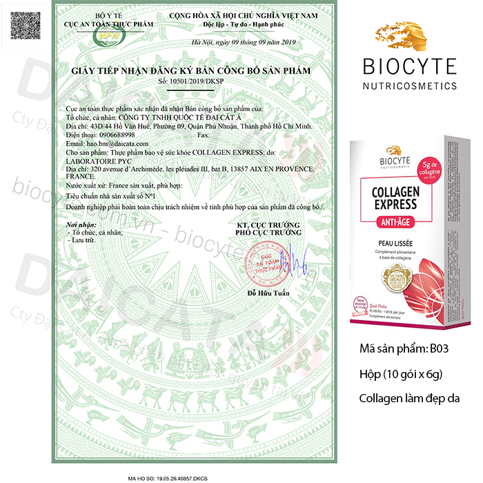 Giấy công bố mỹ phẩm do Bộ Y tế cấp