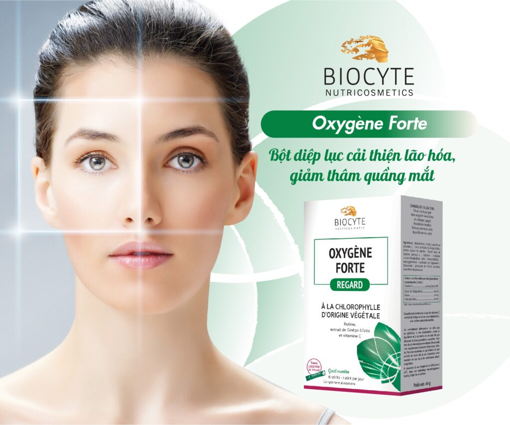 Bột diệp lục cải thiện lão hóa, giảm thâm quầng mắt Biocyte Oxygene Forte