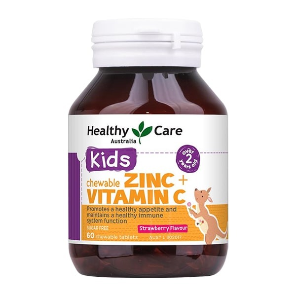 Viên bổ sung kẽm Healthy Care Zinc + Vitamin C Chewable