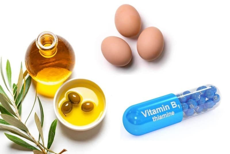 Kích thích mọc tóc bằng vitamin B1, trứng gà và dầu oliu